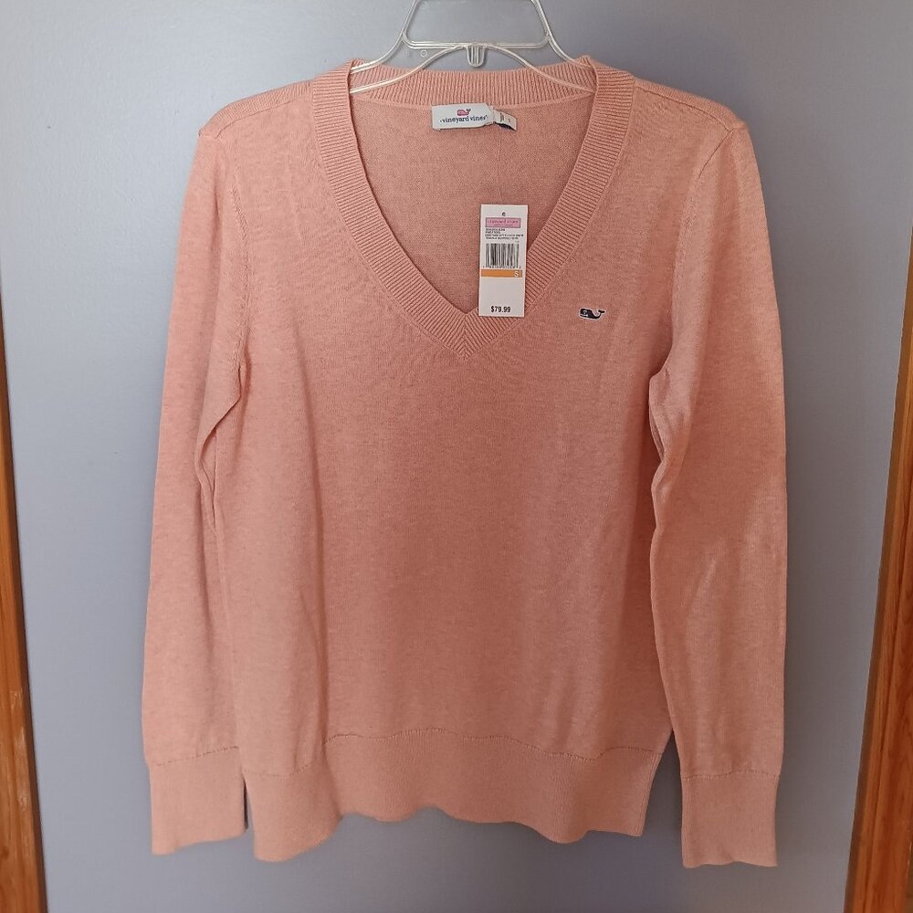 New Vineyard Vines Heritage Cotton V Neck Sweater, size S